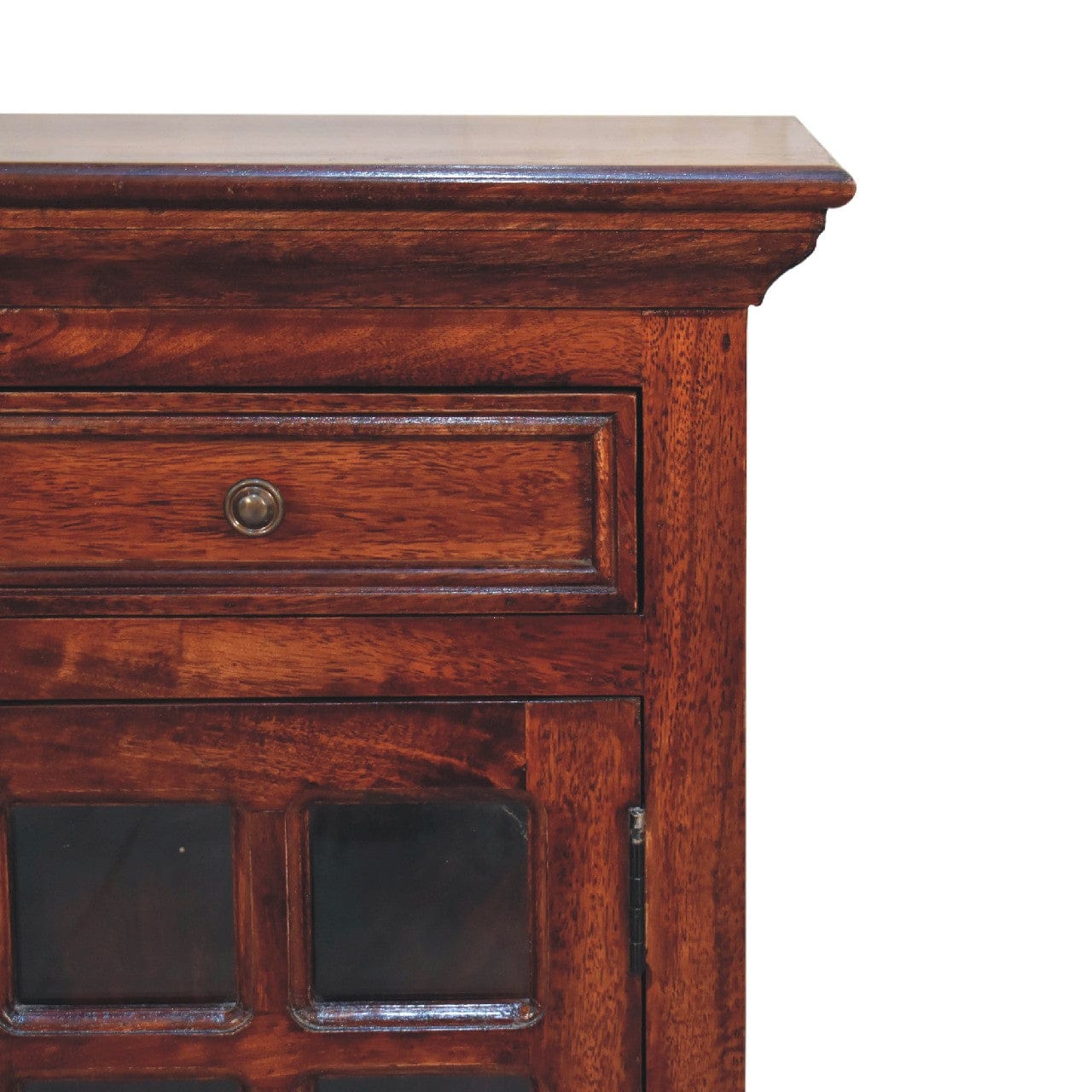 Handcrafted Cherry Nightstand - Solid Mango Wood Bedside Table for Bedroom - product view 4 showing handcrafted solid...