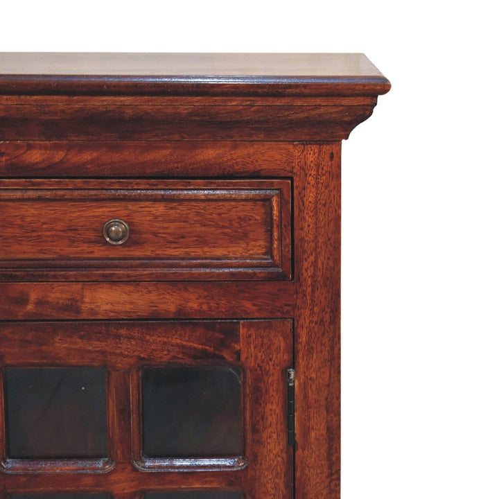 Handcrafted Cherry Nightstand - Solid Mango Wood Bedside Table for Bedroom - product view 4 showing handcrafted solid...