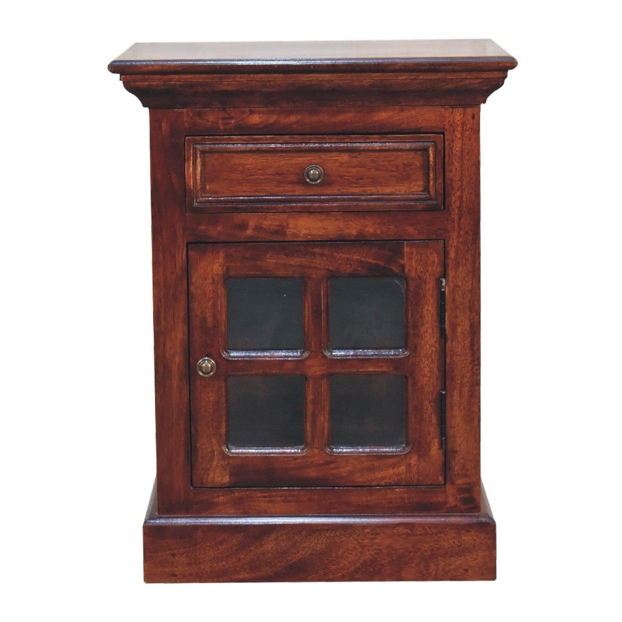 Handcrafted Cherry Nightstand - Solid Mango Wood Bedside Table for Bedroom - main view showing handcrafted solid mango...