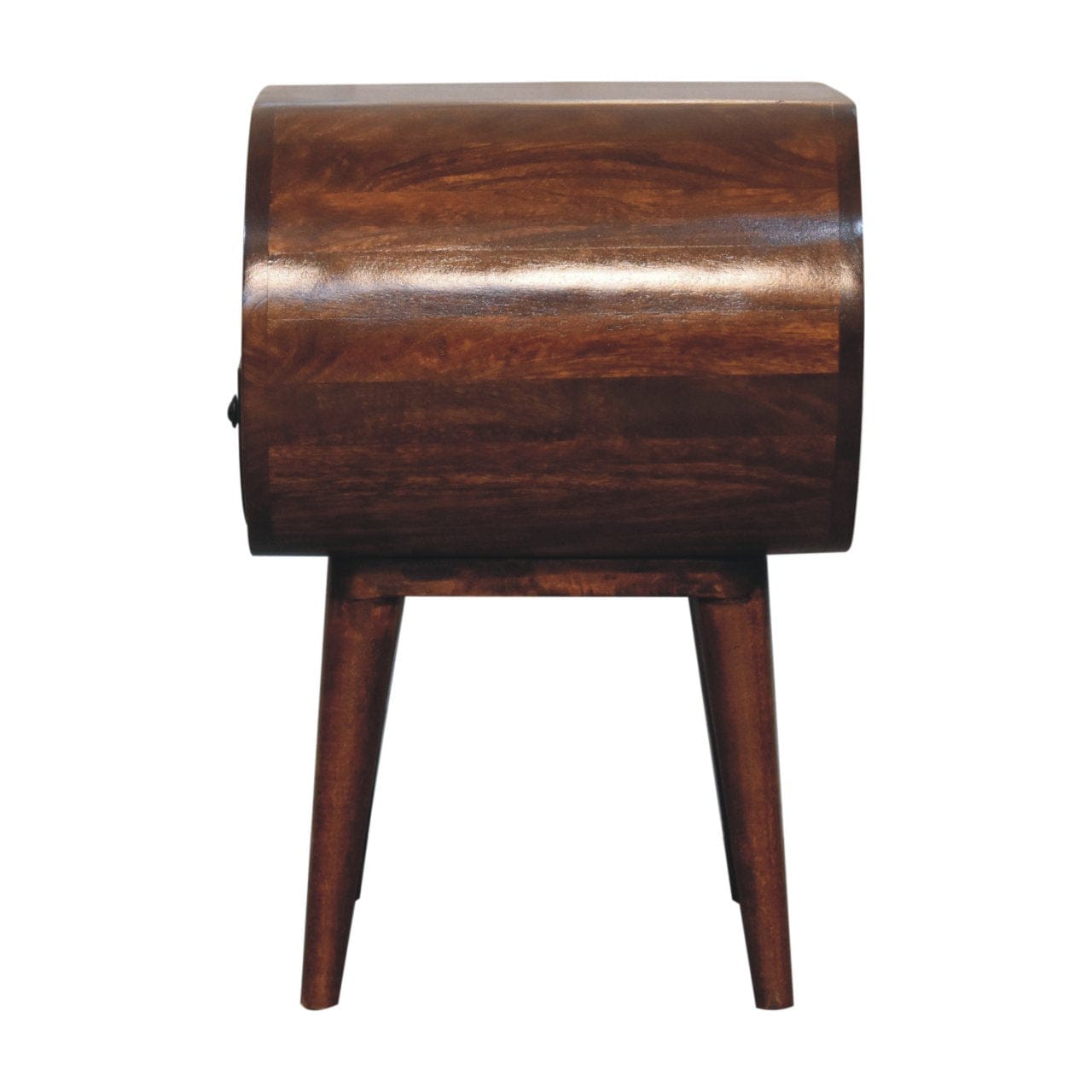 Handcrafted Chestnut Circular Open Nightstand - Solid Mango Wood Bedside Table for Bedroom - product view 9 showing...
