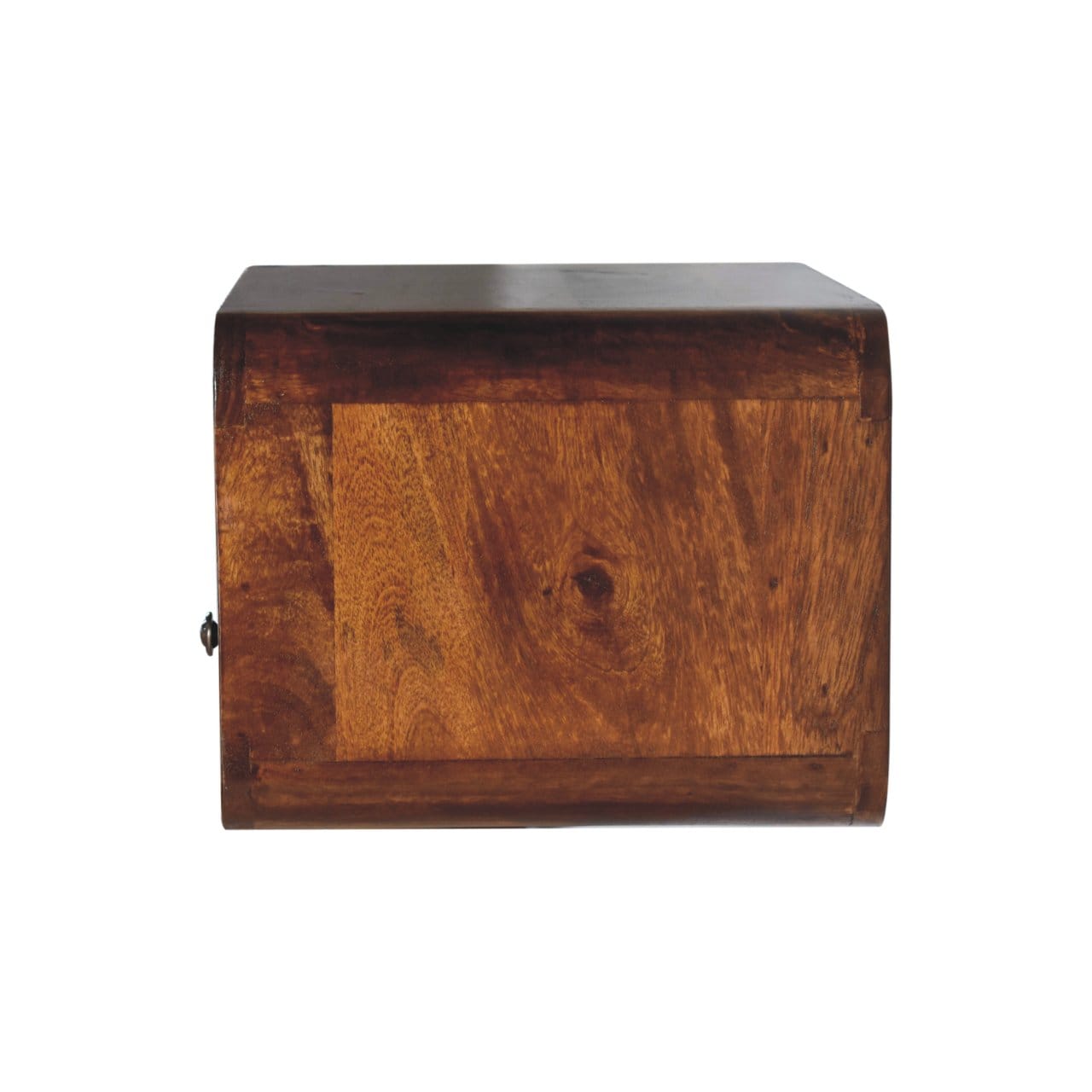 Handcrafted Chestnut Curve Upper Slot Floating Nightstand - Solid Mango Wood Bedside Table for Bedroom - product view 7...