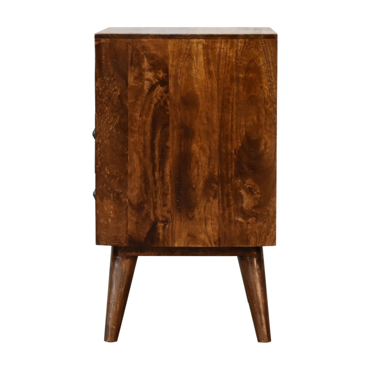 Handcrafted Classic Chestnut Nightstand - Solid Mango Wood Bedside Table for Bedroom - product view 9 showing handcrafted...