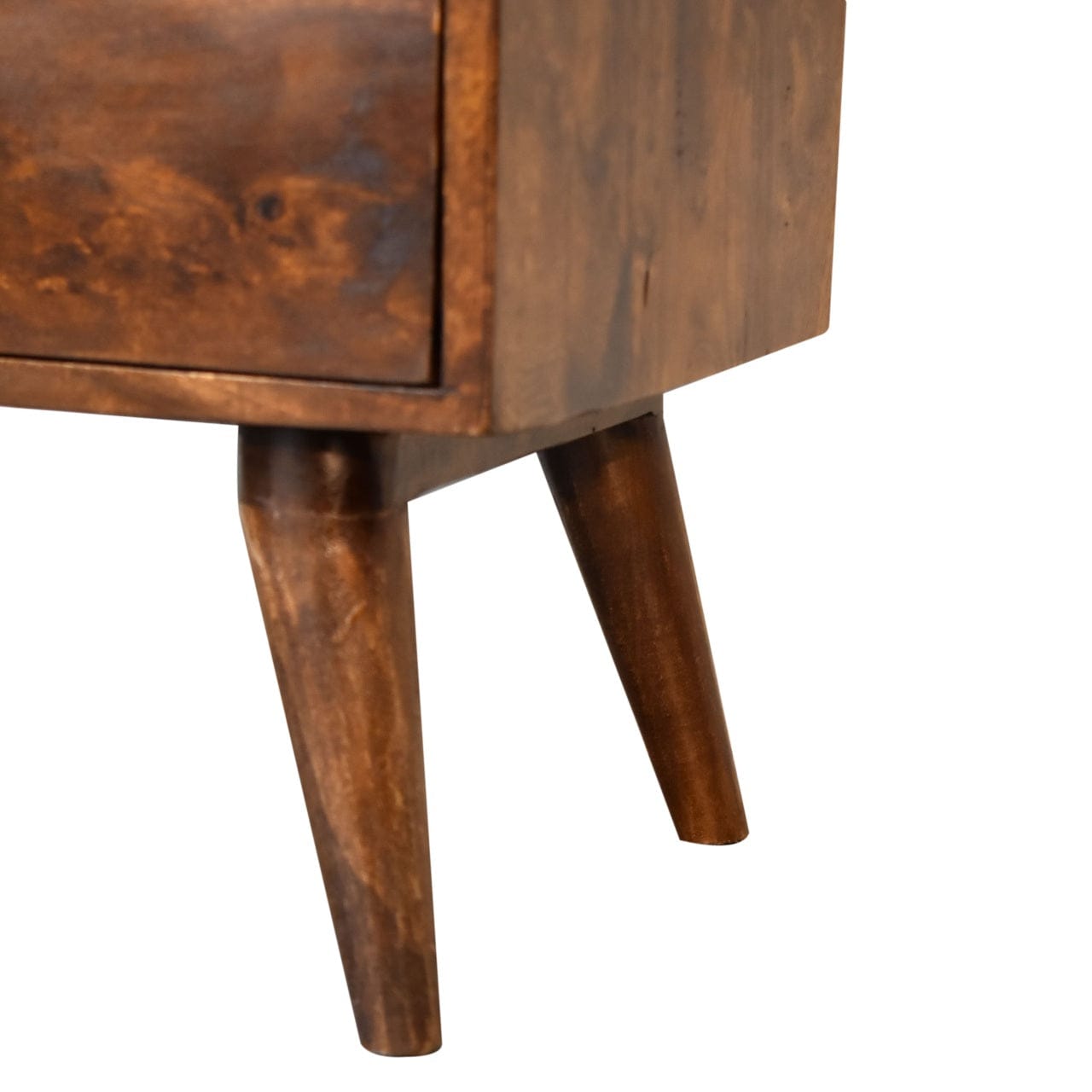 Handcrafted Classic Chestnut Nightstand - Solid Mango Wood Bedside Table for Bedroom - product view 8 showing handcrafted...