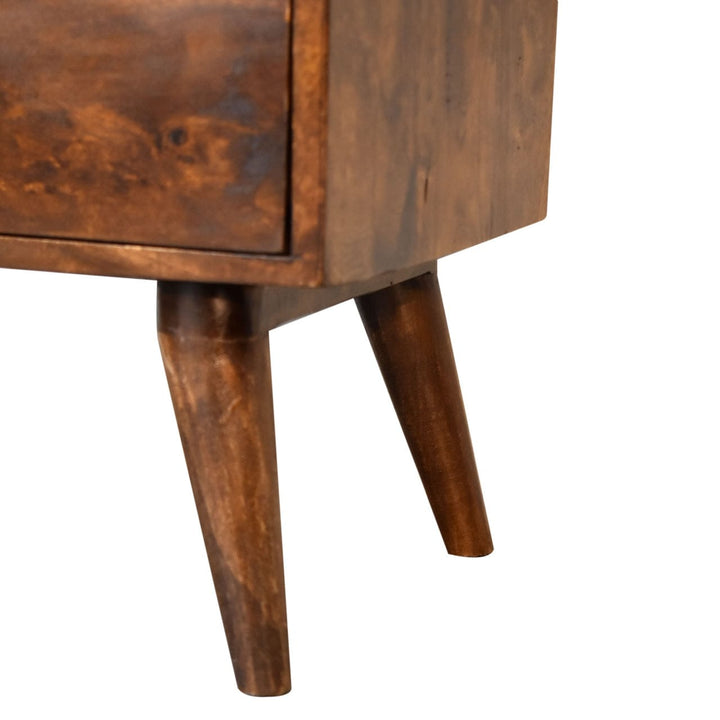 Handcrafted Classic Chestnut Nightstand - Solid Mango Wood Bedside Table for Bedroom - product view 8 showing handcrafted...
