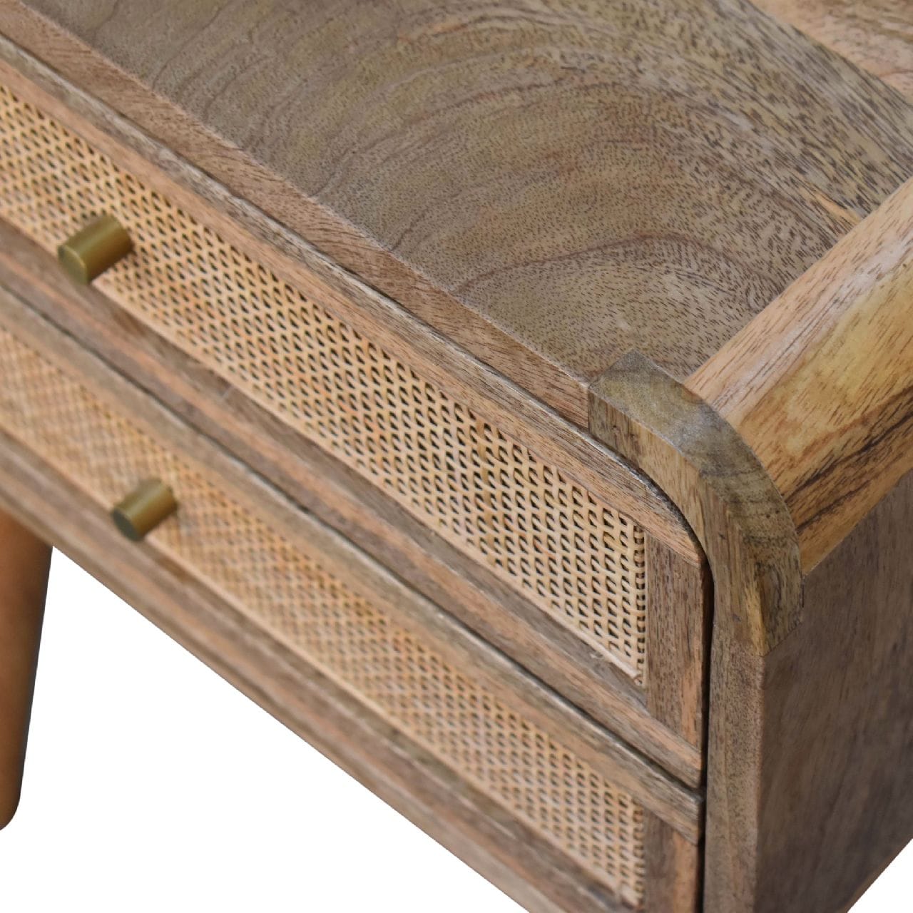Handcrafted Close-knit 2 Drawer Nightstand - Solid Mango Wood Bedside Table for Bedroom - product view 5 showing...