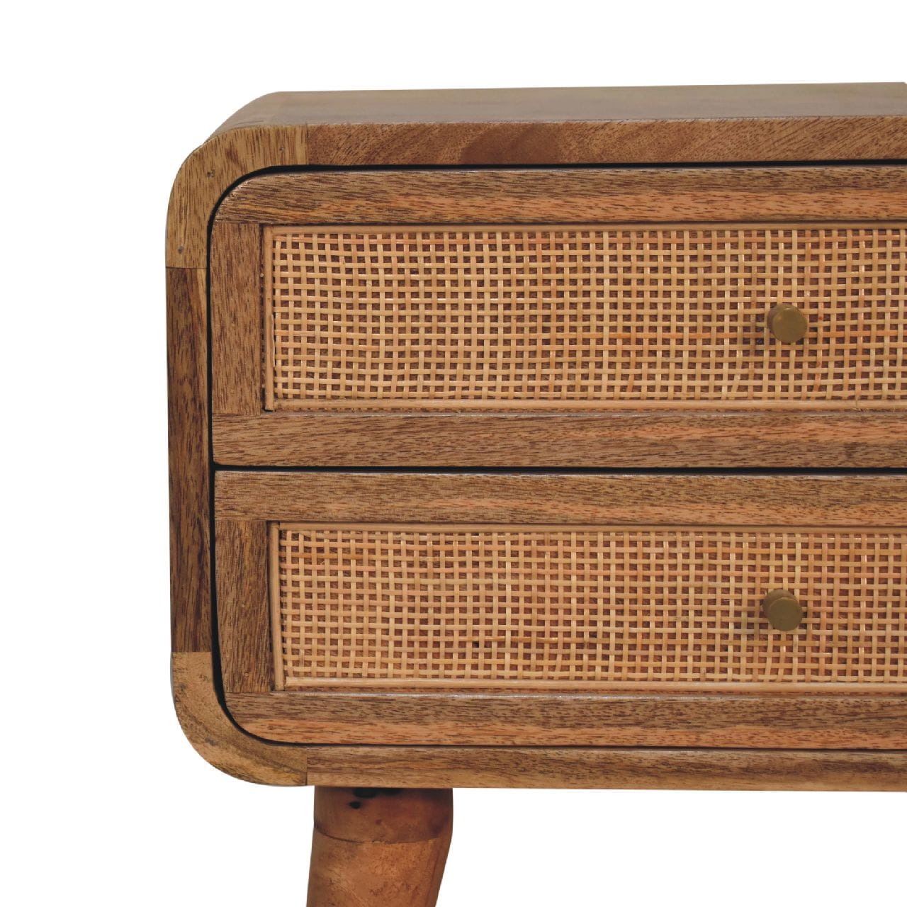 Handcrafted Close-knit 2 Drawer Nightstand - Solid Mango Wood Bedside Table for Bedroom - product view 4 showing...