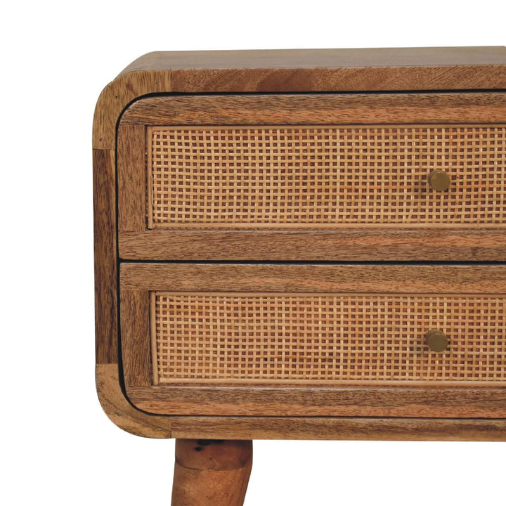 Handcrafted Close-knit 2 Drawer Nightstand - Solid Mango Wood Bedside Table for Bedroom - product view 4 showing...