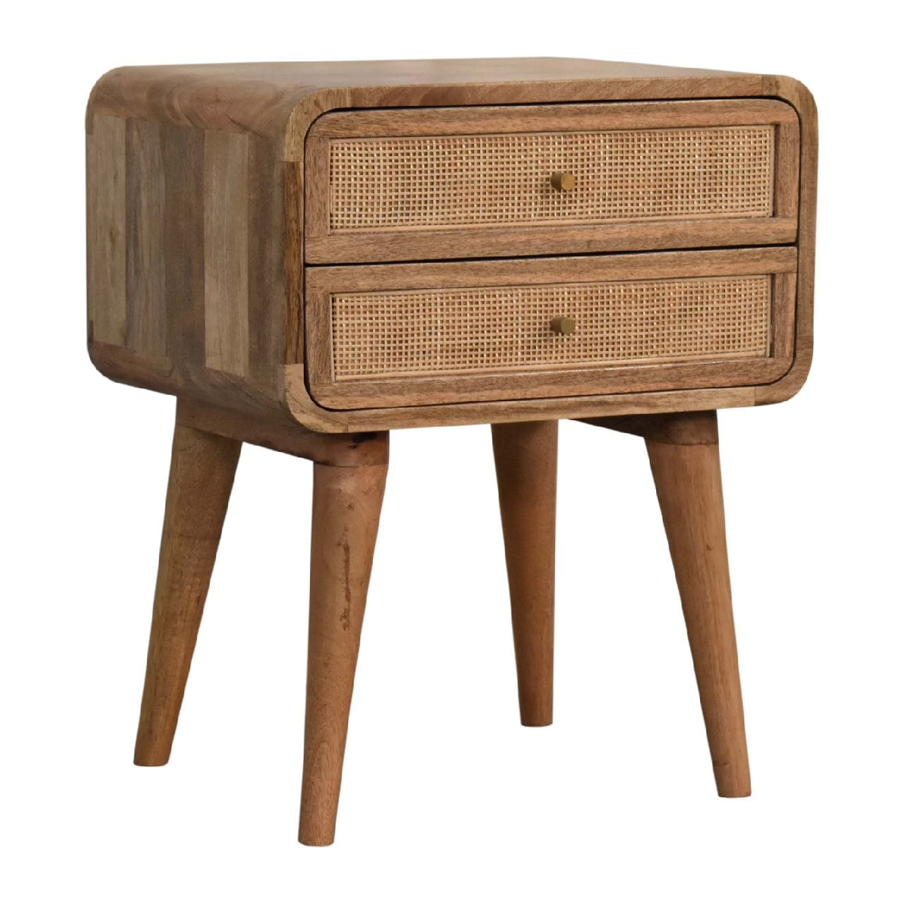 Handcrafted Close-knit 2 Drawer Nightstand - Solid Mango Wood Bedside Table for Bedroom - product view 3 showing...