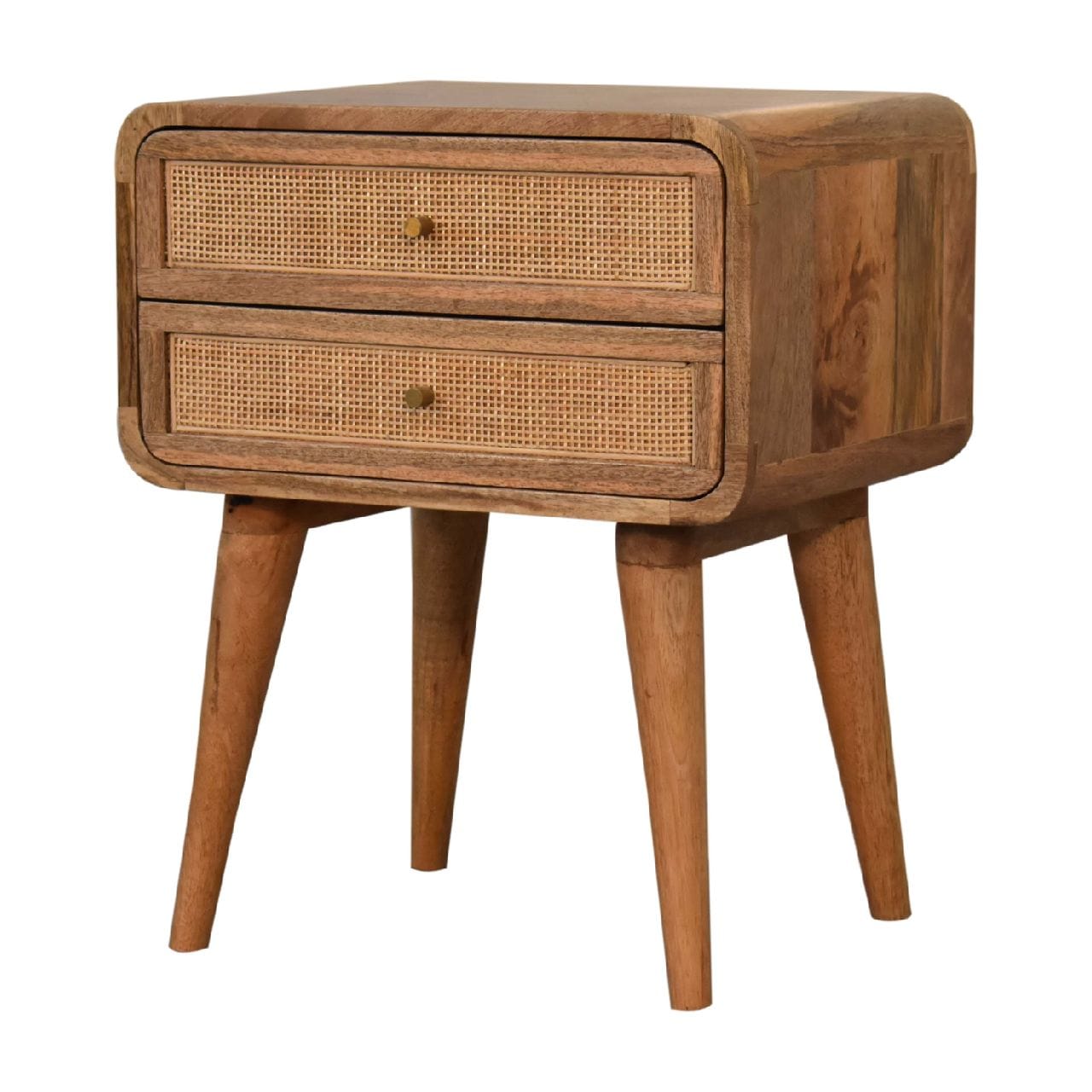 Handcrafted Close-knit 2 Drawer Nightstand - Solid Mango Wood Bedside Table for Bedroom - product view 2 showing...