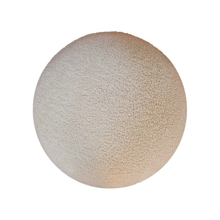 Handcrafted Cream Boucle Rounded Footstool - Solid Mango Wood Accent Stool for Living Room - product view 7 showing...