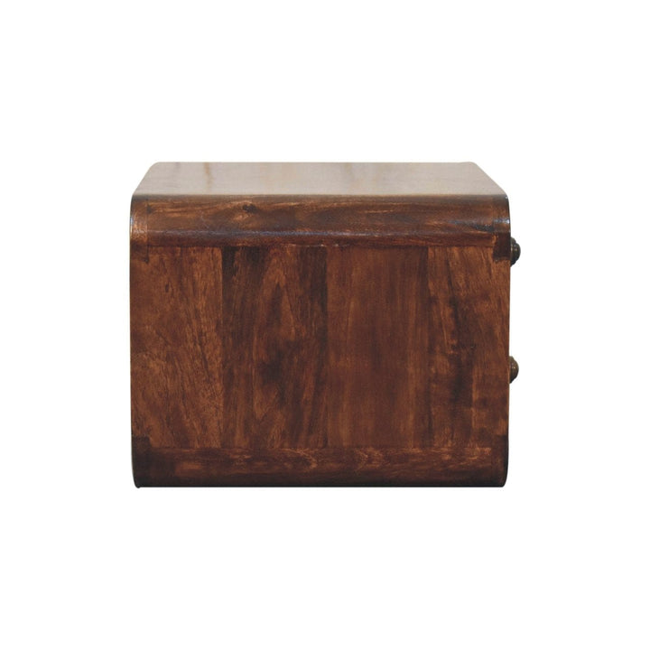 Handcrafted Curved California Walnut Floating Nightstand - Solid Mango Wood Bedside Table for Bedroom - product view 8...