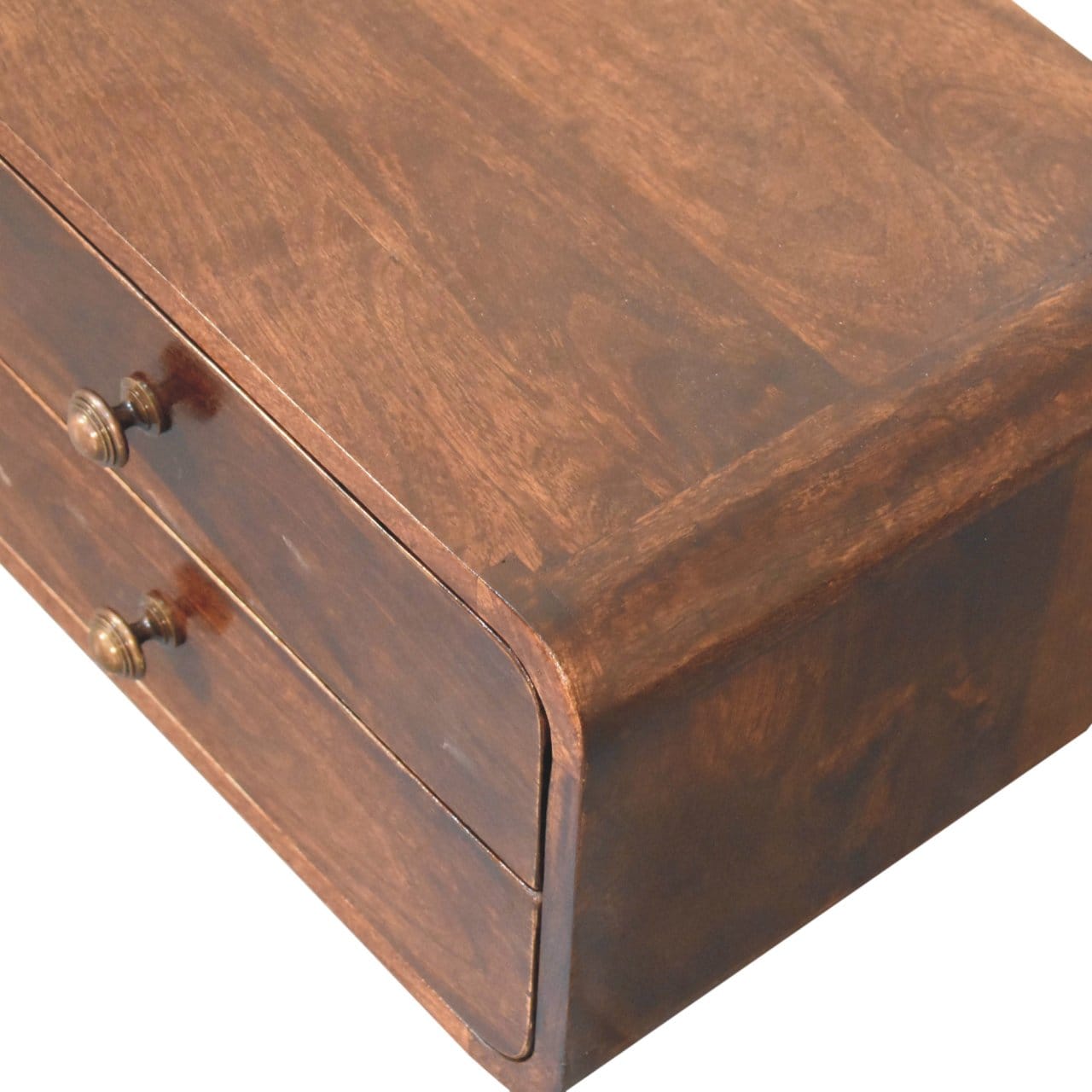 Handcrafted Curved California Walnut Floating Nightstand - Solid Mango Wood Bedside Table for Bedroom - product view 7...