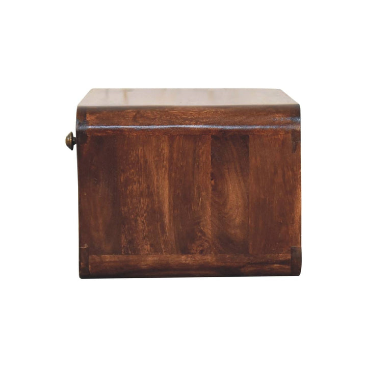 Handcrafted Curved California Walnut Floating Nightstand - Solid Mango Wood Bedside Table for Bedroom - product view 7...