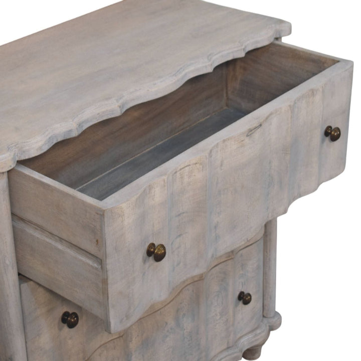 Handcrafted Curved Leg Dresser - Solid Mango Wood Storage Chest for Bedroom - product view 6 showing handcrafted solid...