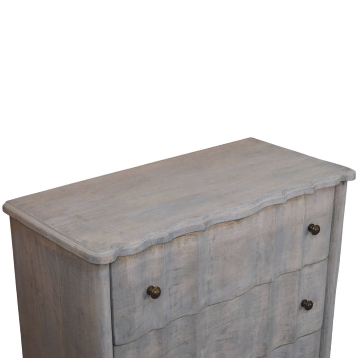 Handcrafted Curved Leg Dresser - Solid Mango Wood Storage Chest for Bedroom - product view 5 showing handcrafted solid...