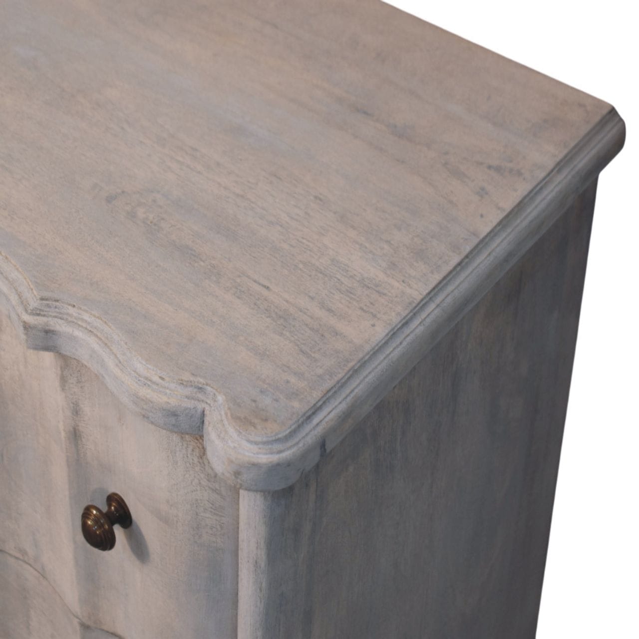 Handcrafted Curved Leg Dresser - Solid Mango Wood Storage Chest for Bedroom - product view 4 showing handcrafted solid...