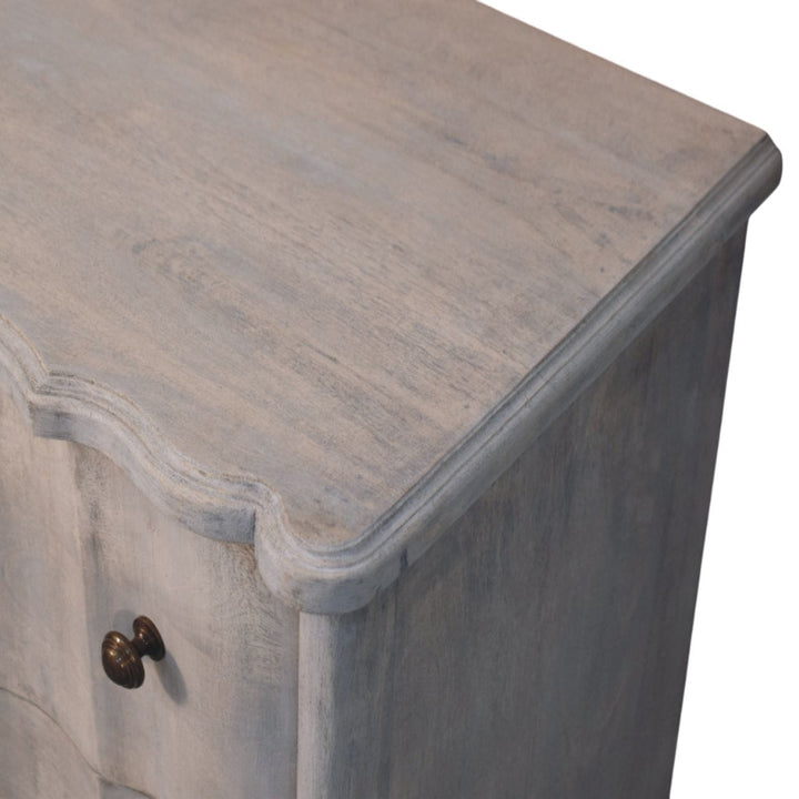 Handcrafted Curved Leg Dresser - Solid Mango Wood Storage Chest for Bedroom - product view 4 showing handcrafted solid...