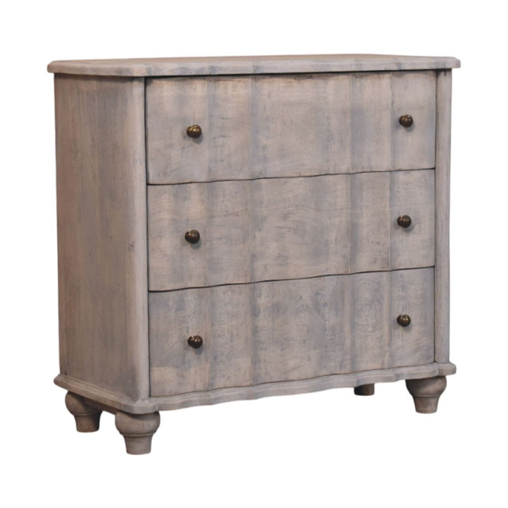 Handcrafted Curved Leg Dresser - Solid Mango Wood Storage Chest for Bedroom - product view 3 showing handcrafted solid...