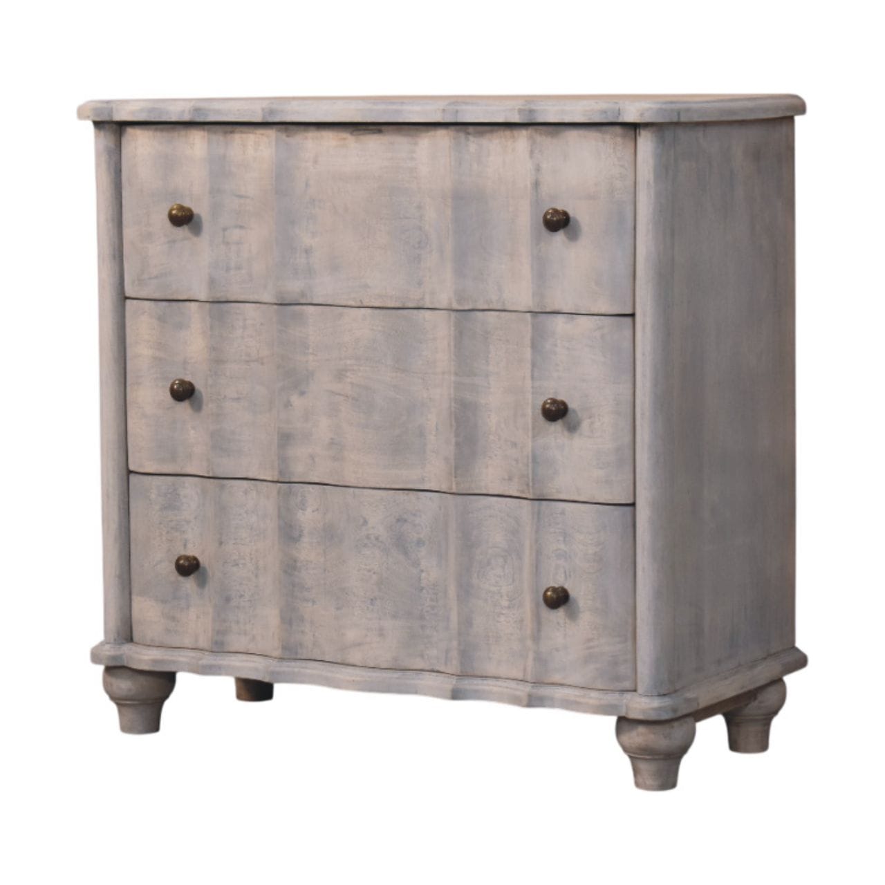 Handcrafted Curved Leg Dresser - Solid Mango Wood Storage Chest for Bedroom - product view 2 showing handcrafted solid...