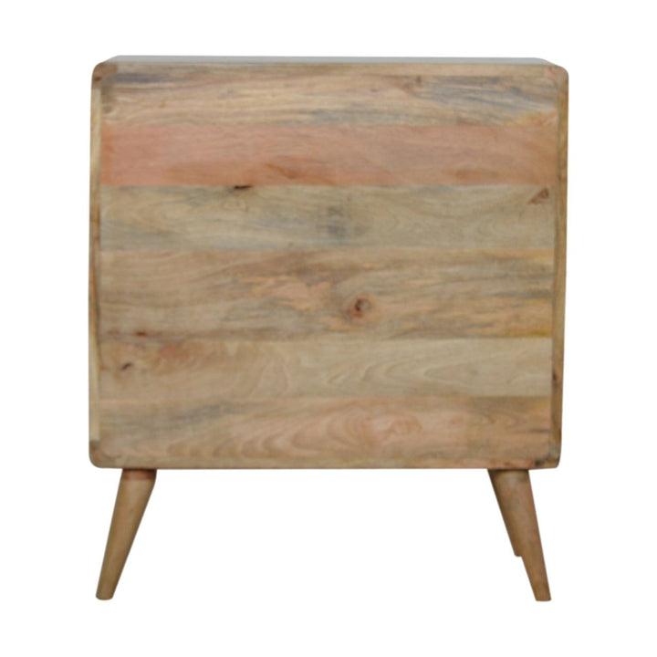 Handcrafted Curved Oak-ish Dresser - Solid Mango Wood Storage Chest for Bedroom - product view 9 showing handcrafted...