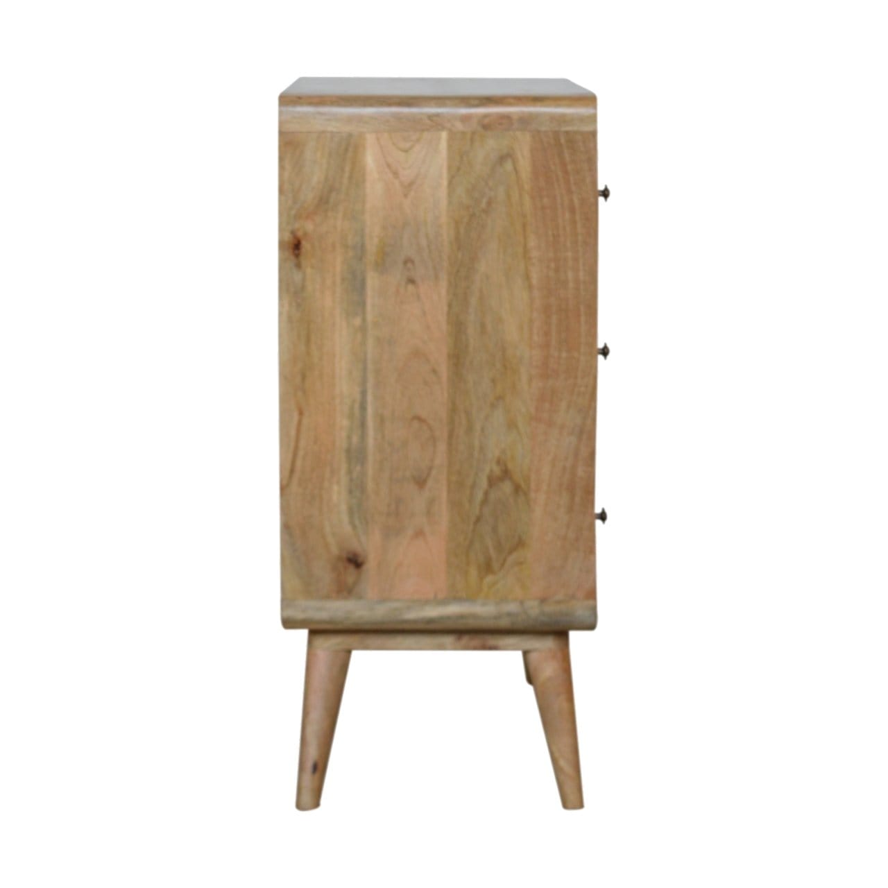 Handcrafted Curved Oak-ish Dresser - Solid Mango Wood Storage Chest for Bedroom - product view 8 showing handcrafted...