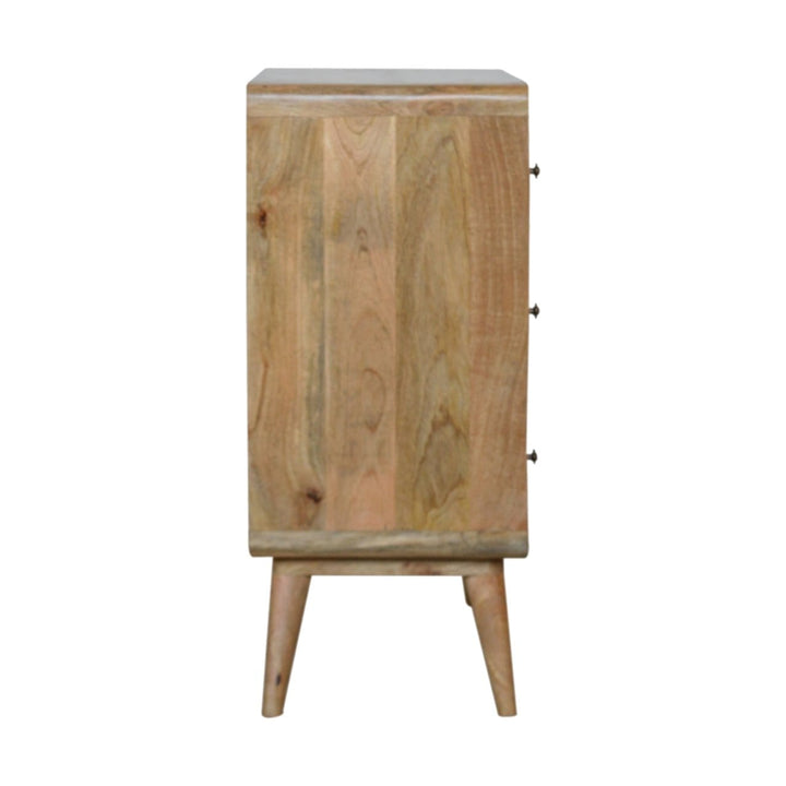 Handcrafted Curved Oak-ish Dresser - Solid Mango Wood Storage Chest for Bedroom - product view 8 showing handcrafted...