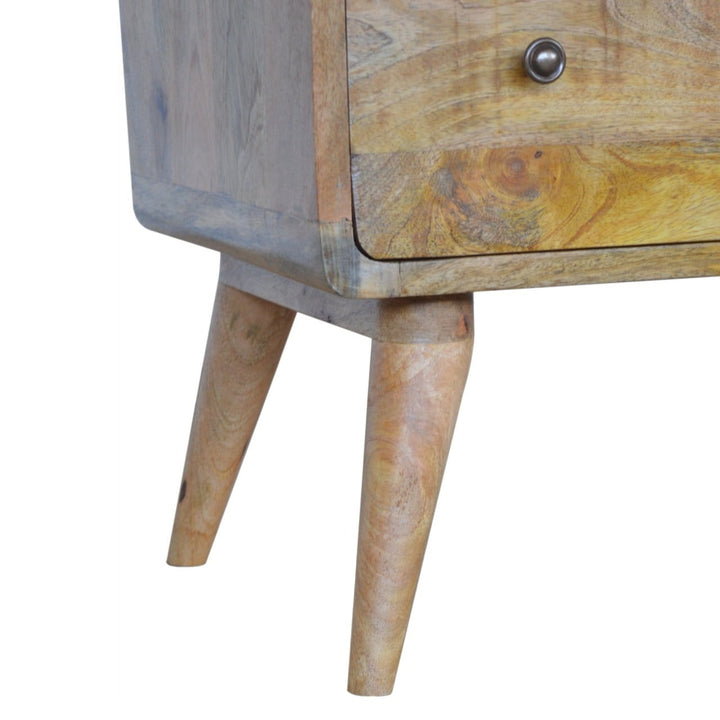 Handcrafted Curved Oak-ish Dresser - Solid Mango Wood Storage Chest for Bedroom - product view 7 showing handcrafted...