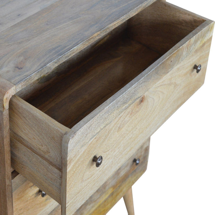 Handcrafted Curved Oak-ish Dresser - Solid Mango Wood Storage Chest for Bedroom - product view 6 showing handcrafted...