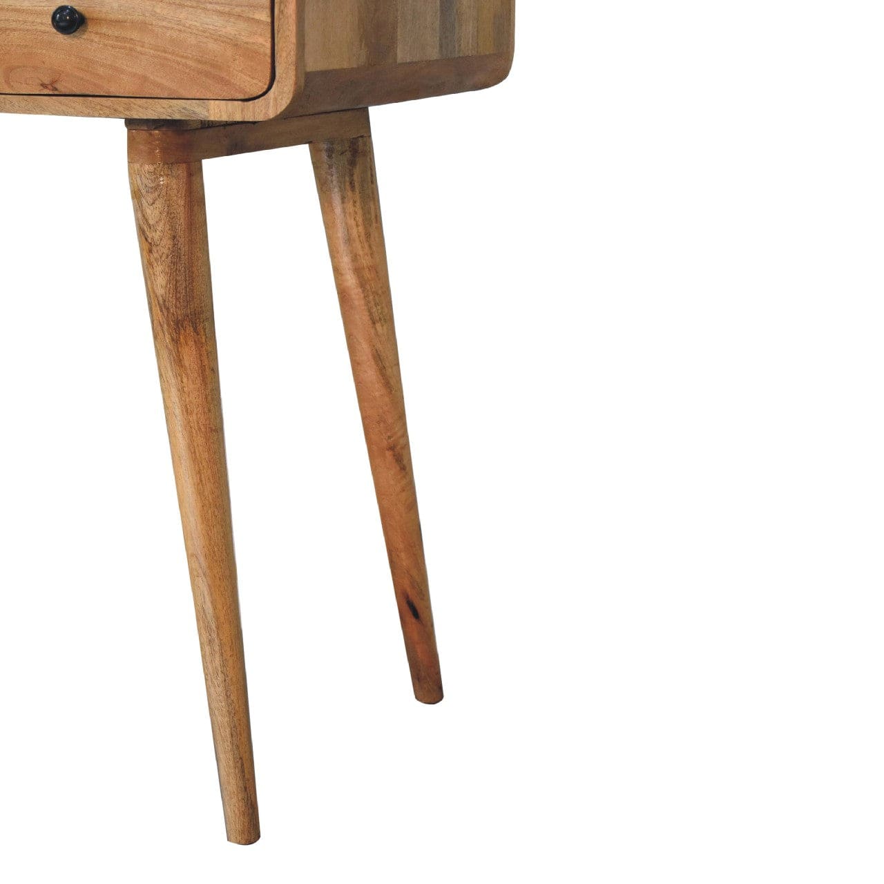 Handcrafted Curved Oak-ish Writing Desk - Solid Mango Wood Writing Table for Home Office - product view 7 showing...
