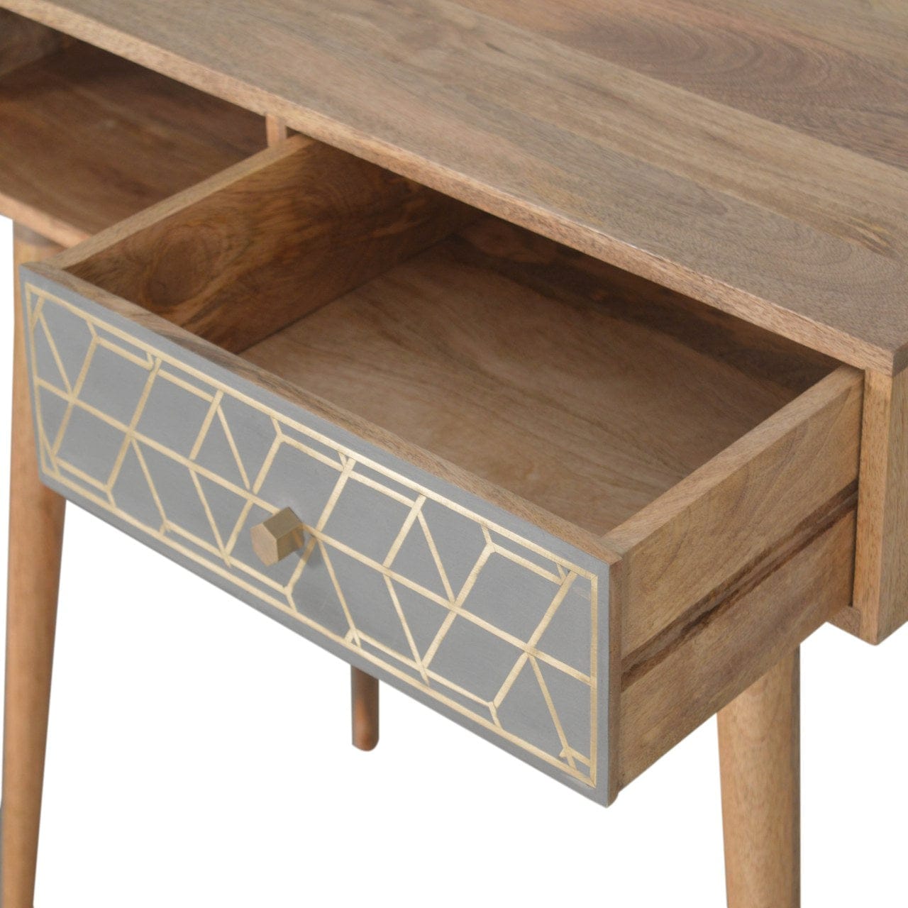 Handcrafted Dice Writing Desk - Solid Mango Wood Writing Table for Home Office - product view 6 showing handcrafted solid...