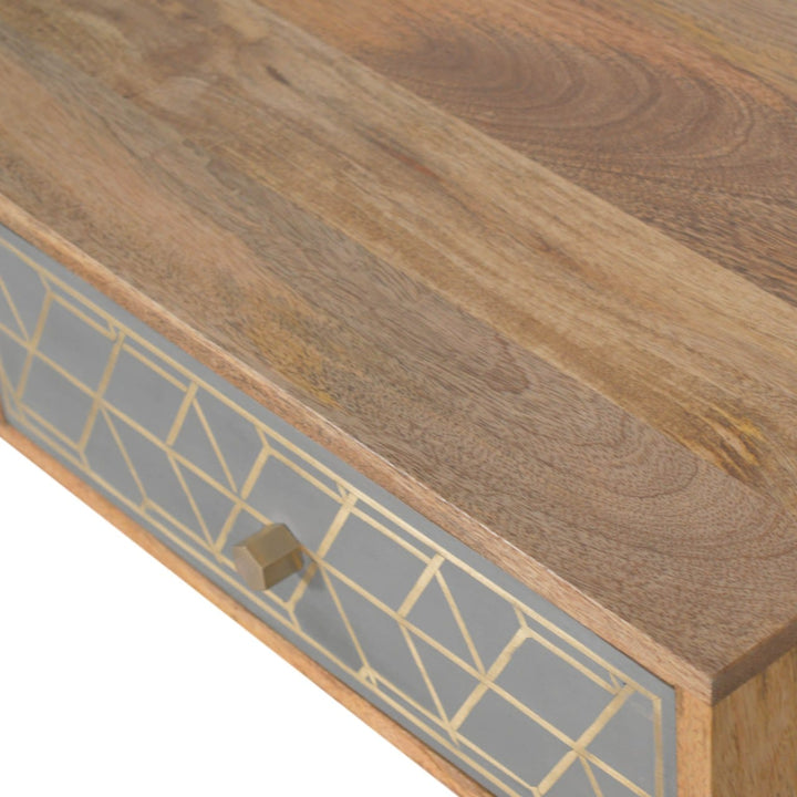 Handcrafted Dice Writing Desk - Solid Mango Wood Writing Table for Home Office - product view 5 showing handcrafted solid...