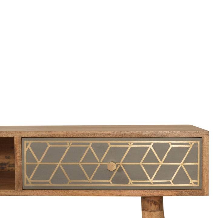 Handcrafted Dice Writing Desk - Solid Mango Wood Writing Table for Home Office - product view 4 showing handcrafted solid...