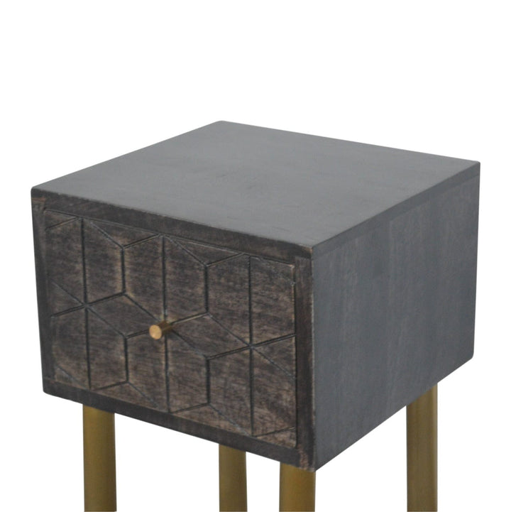 Handcrafted Doha Nightstand - Solid Mango Wood Bedside Table for Bedroom - product view 6 showing handcrafted solid mango...