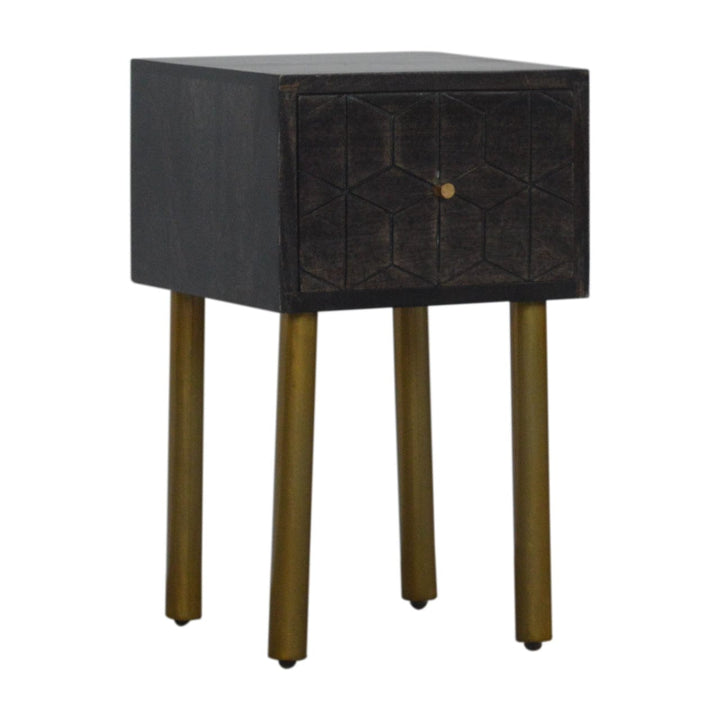 Handcrafted Doha Nightstand - Solid Mango Wood Bedside Table for Bedroom - product view 2 showing handcrafted solid mango...