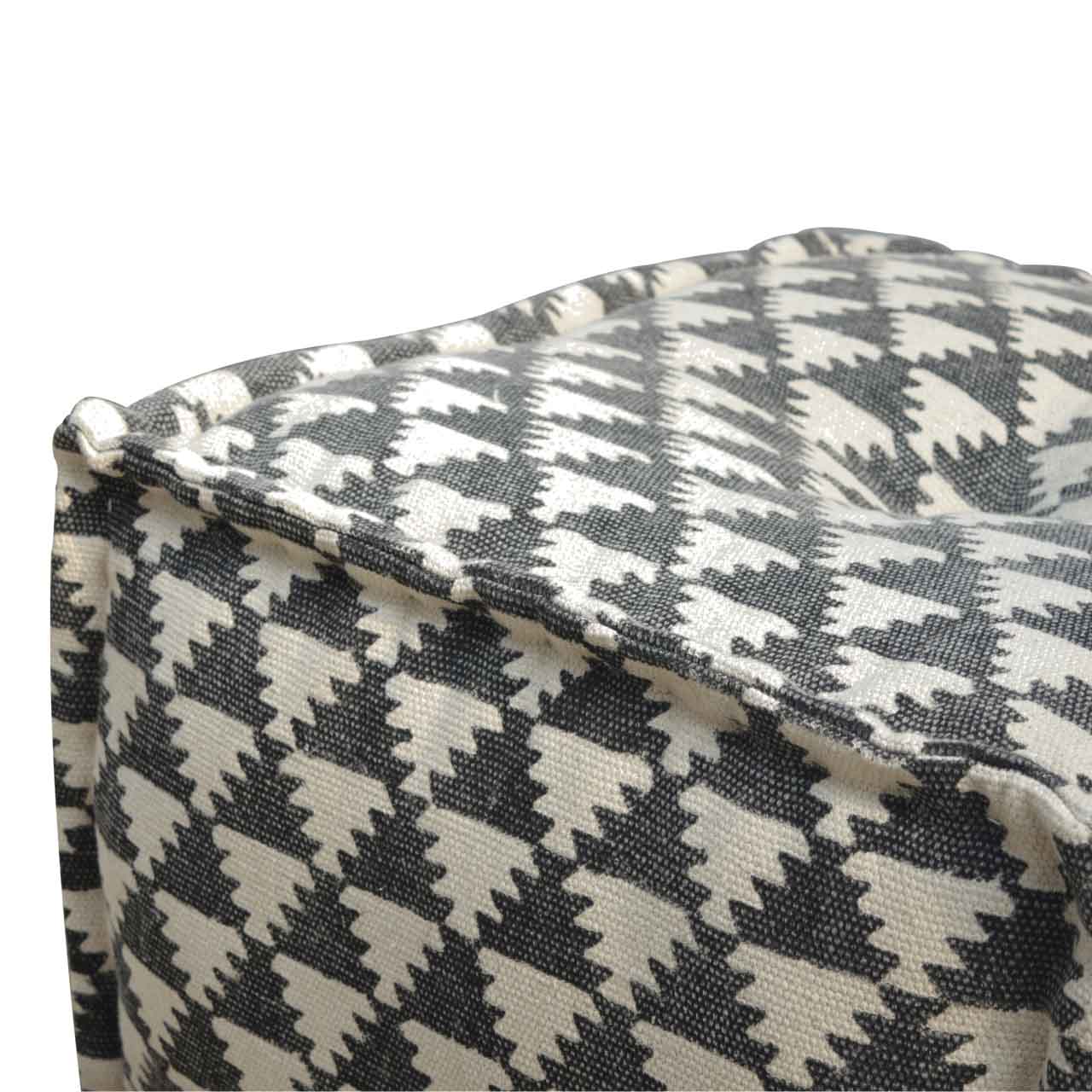 Handcrafted Durrie Pouffe - Solid Mango Wood Floor Cushion for Living Room - product view 4 showing handcrafted solid...