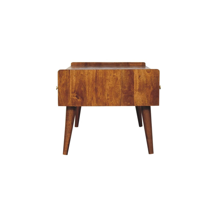 Handcrafted Elevated Chestnut Coffee Table - Solid Mango Wood Living Room Table - product view 9 showing handcrafted...