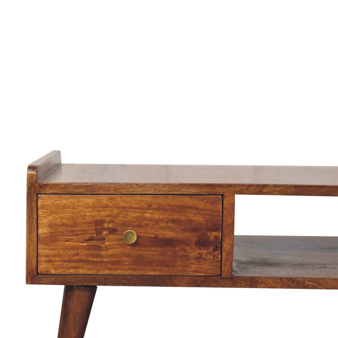 Handcrafted Elevated Chestnut Coffee Table - Solid Mango Wood Living Room Table - product view 5 showing handcrafted...