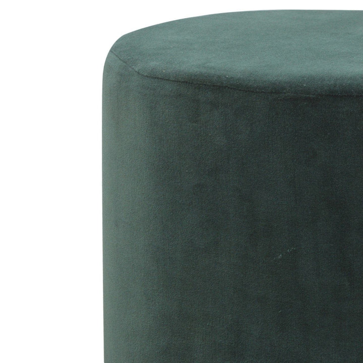 Handcrafted Emerald Velvet Footstool - Solid Mango Wood Accent Stool for Living Room - product view 3 showing handcrafted...