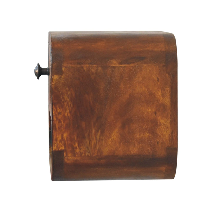 Handcrafted Extra Mini Curved Chestnut Floating Nightstand - Solid Mango Wood Bedside Table for Bedroom - product view 9...