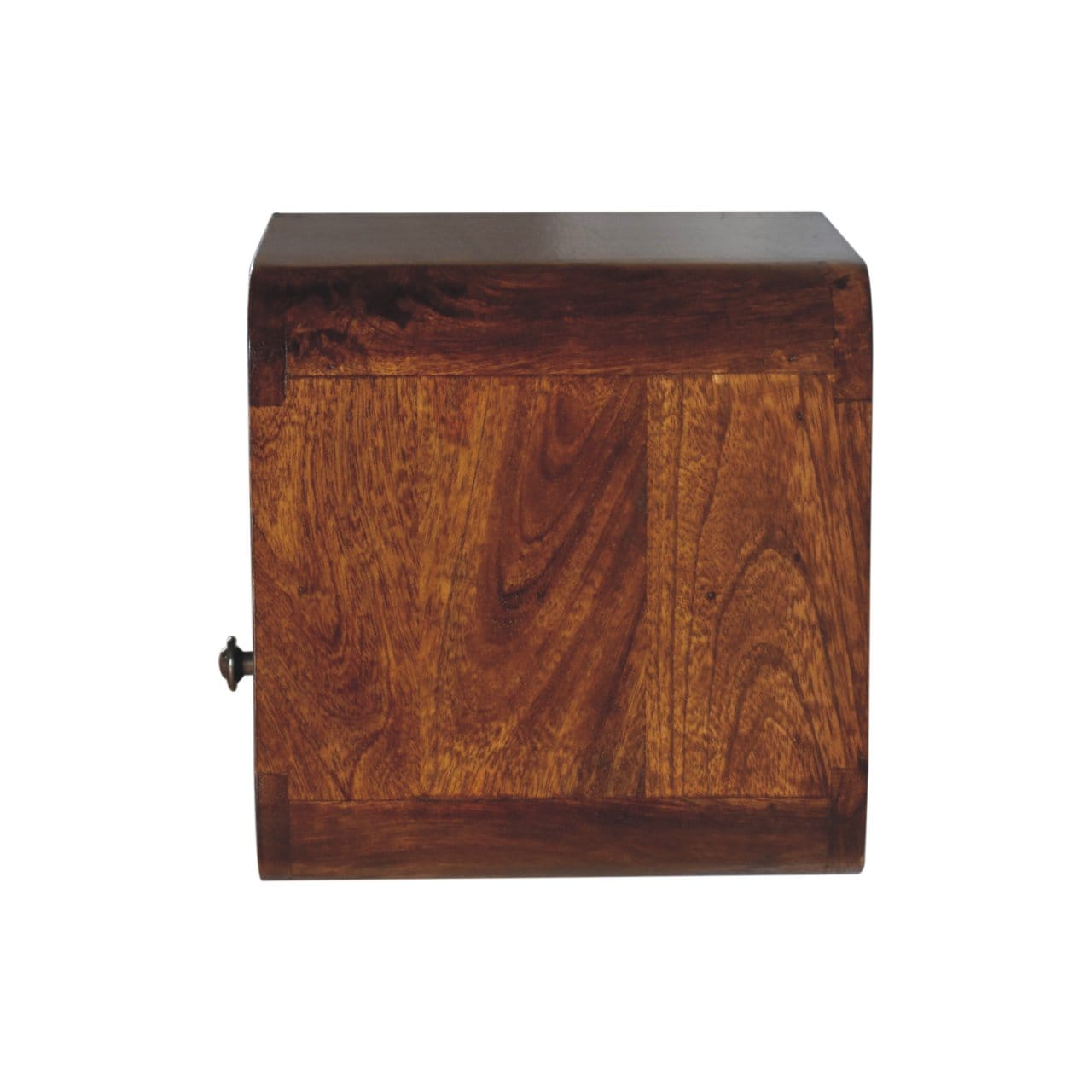Handcrafted Extra Mini Wall Mounted Curved Chestnut Nightstand - Solid Mango Wood Bedside Table for Bedroom - product...