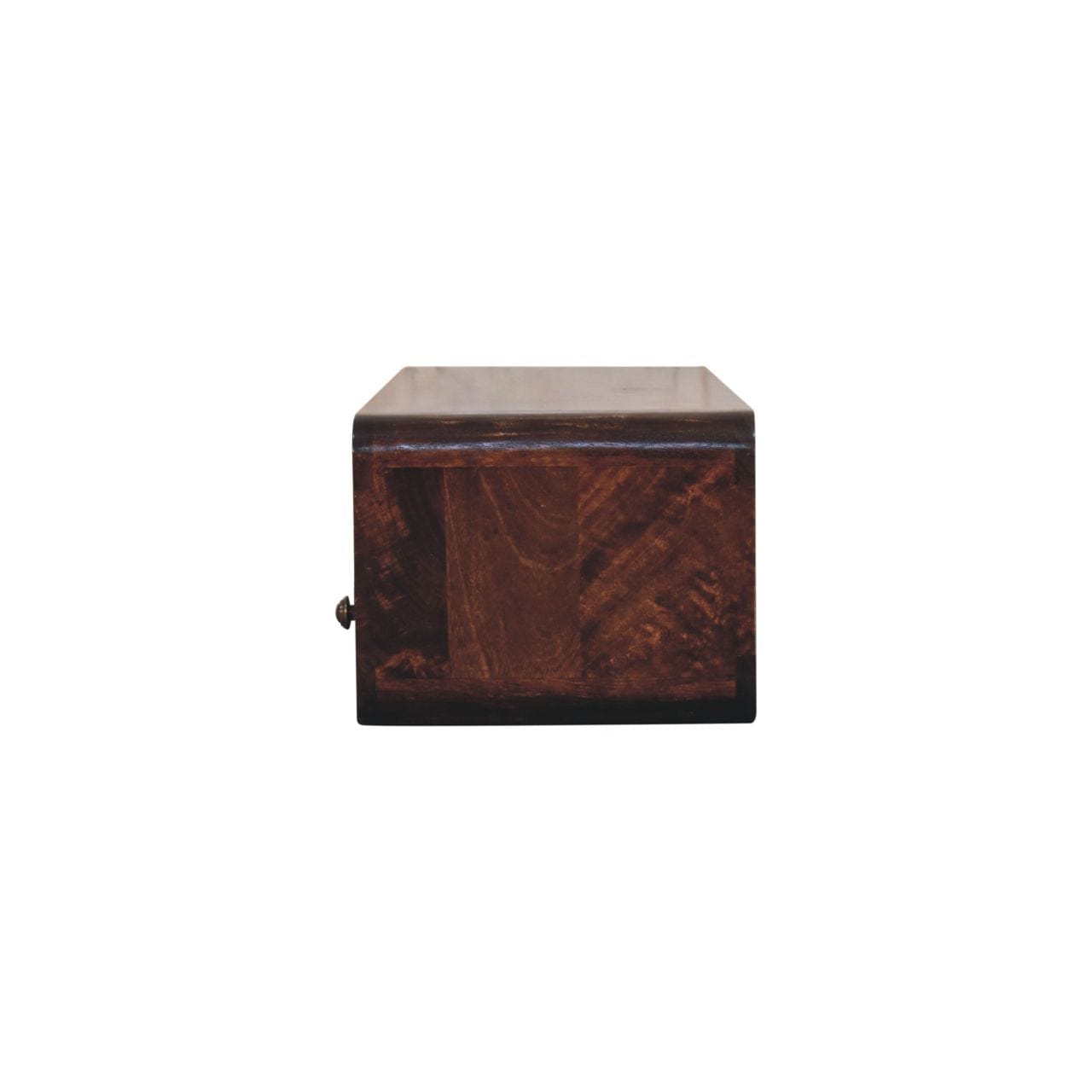 Handcrafted Floating California Walnut Open Console Table in Solid Mango Wood - product view 8 showing handcrafted solid...