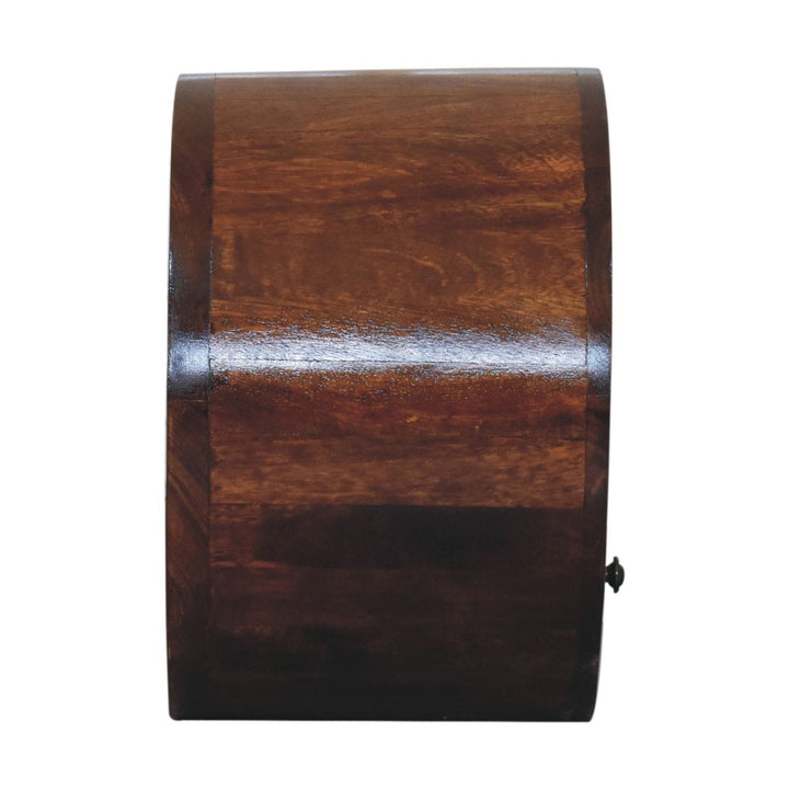 Handcrafted Floating Circle Chestnut Nightstand - Solid Mango Wood Bedside Table for Bedroom - product view 8 showing...