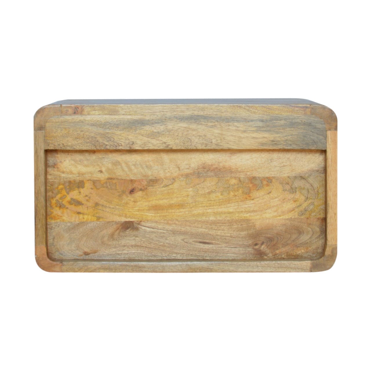 Handcrafted Floating Curve Open Slot Nightstand - Solid Mango Wood Bedside Table for Bedroom - product view 9 showing...