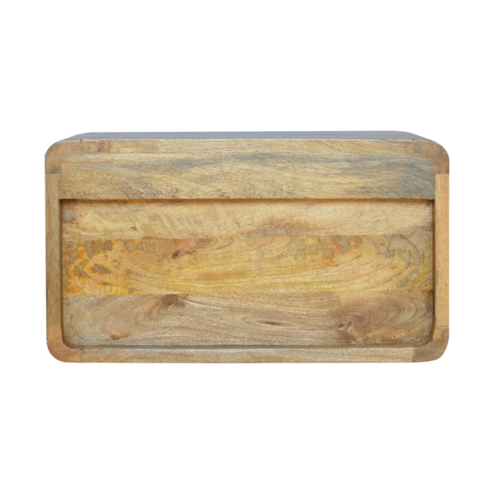 Handcrafted Floating Curve Open Slot Nightstand - Solid Mango Wood Bedside Table for Bedroom - product view 9 showing...