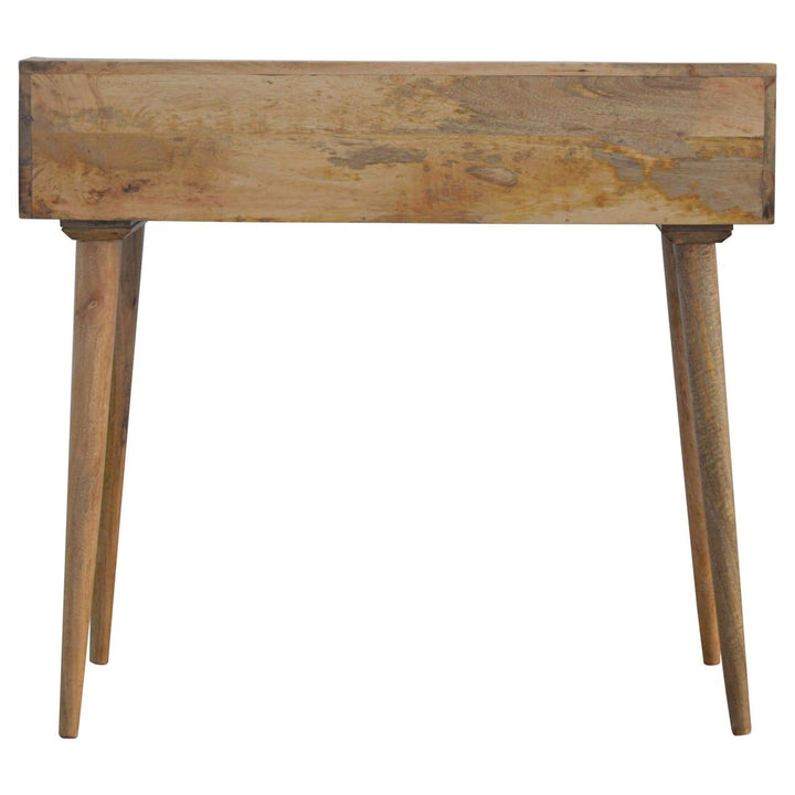 Handcrafted Gallery Back Shell Writing Desk - Solid Mango Wood Writing Table for Home Office - product view 8 showing...