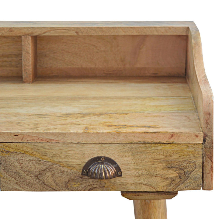 Handcrafted Gallery Back Shell Writing Desk - Solid Mango Wood Writing Table for Home Office - product view 6 showing...