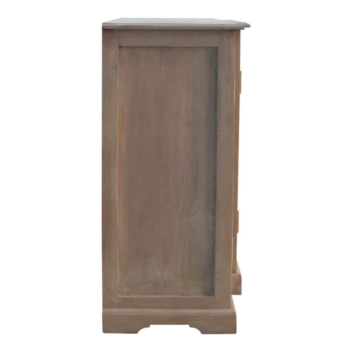 Handcrafted Glazed Carve TV Stand - Solid Mango Wood Entertainment Center for Living Room - product view 6 showing...