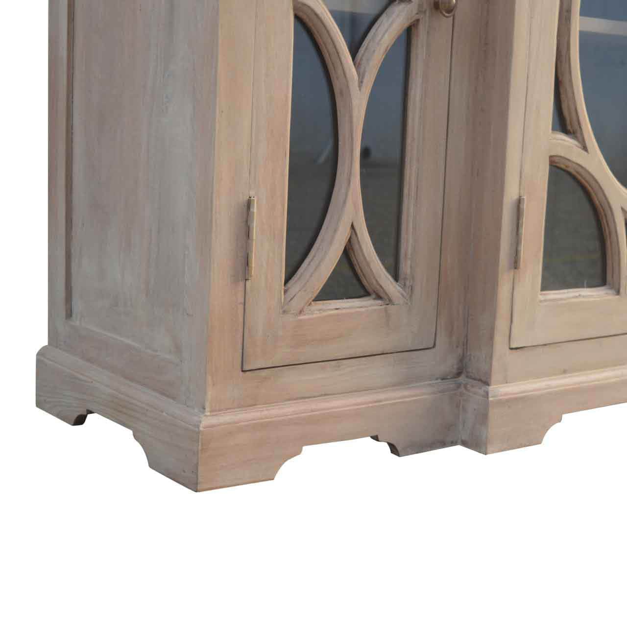 Handcrafted Glazed Carve TV Stand - Solid Mango Wood Entertainment Center for Living Room - product view 5 showing...