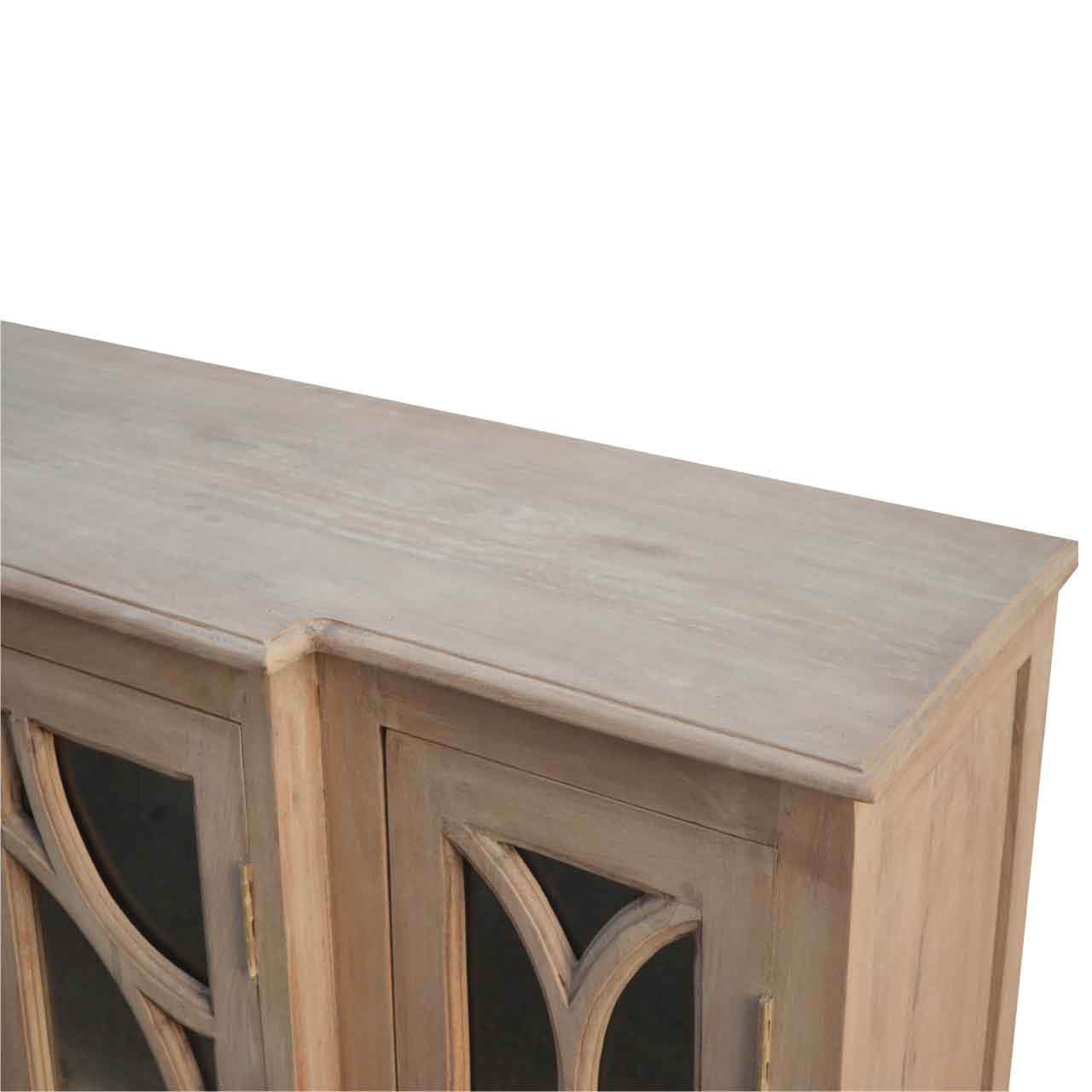 Handcrafted Glazed Carve TV Stand - Solid Mango Wood Entertainment Center for Living Room - product view 3 showing...