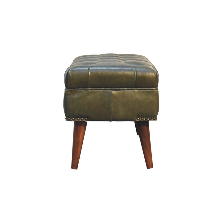 Handcrafted Green Bench - Solid Mango Wood Seating Furniture for Entryway - product view 9 showing handcrafted solid...